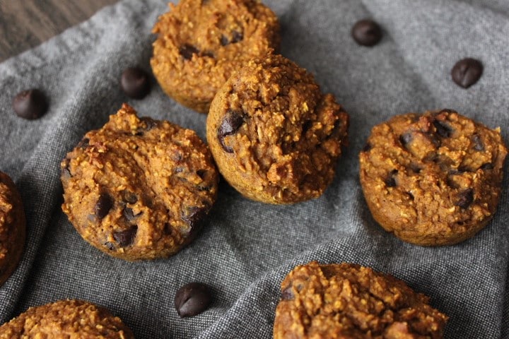 Image of high protein pumpkin muffins on kitchen towel