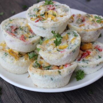 Image of Starbucks egg white bite copycat stacked on a plate.