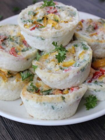 Image of Starbucks egg white bite copycat stacked on a plate.